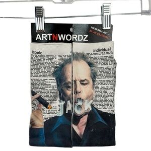ARTNWORDZ Novelty Socks Jack Nicholson‎ Lightweight Unisex Black Multi NWT